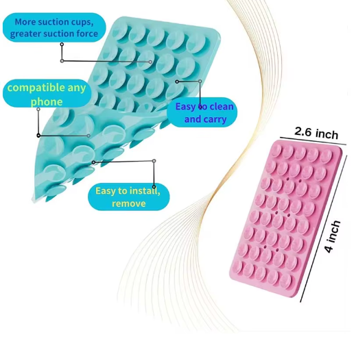 Silicone Suction Cup Phone Case Mount Double Sided Hands-Free Strong Grip Holder for Selfies and Videos for iPhone Android