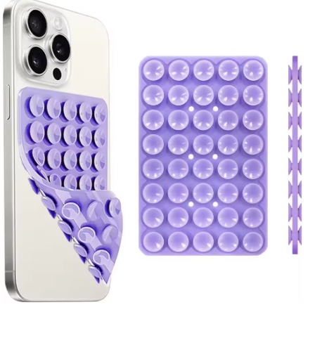 Silicone Suction Cup Phone Case Mount Double Sided Hands-Free Strong Grip Holder for Selfies and Videos for iPhone Android